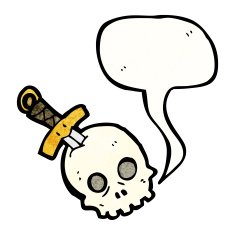 skull and sword cartoon N6