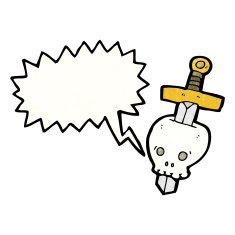sword and skull cartoon N2