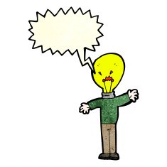 cartoon light bulb idea head man N2
