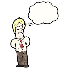 cartoon man with thought bubble N87