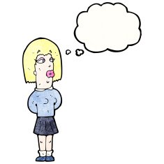 cartoon ugly woman with thought bubble N2