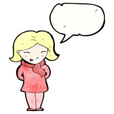 cartoon happy woman in winter clothes N2