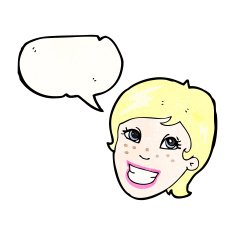cartoon grinning advert girl N2