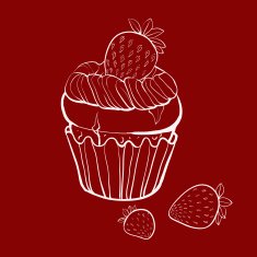 vanilla muffin with strawberries