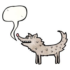 cartoon wolf with speech bubble N48