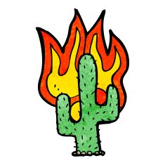 cartoon flaming cactus N2