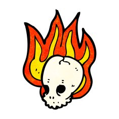 flaming skull cartoon N19