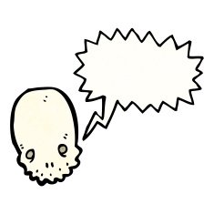 cartoon skull with speech bubble N55