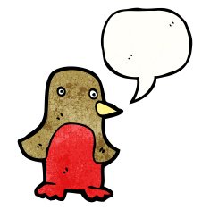cartoon robin with speech bubble N59