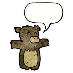 cartoon teddy bear with speech bubble N216