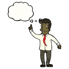 cartoon businessman with thought bubble N16