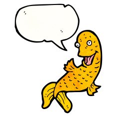 cartoon fish with speech bubble N123