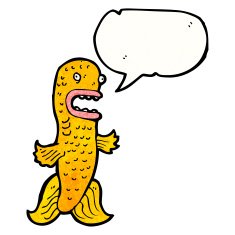 cartoon fish with speech bubble N124