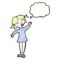 cartoon girl with thought bubble N38