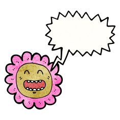 cartoon flower with speech bubble N79