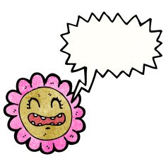 cartoon flower with speech bubble N80