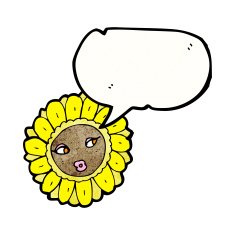cartoon pretty flower face with speech bubble N2