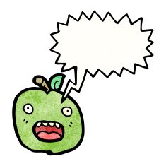 funny cartoon apple with speech bubble N6