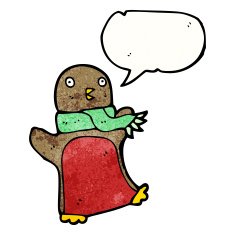 cartoon christmas robin wearing scarf N6