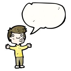 cartoon boy with speech bubble N26
