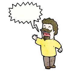 cartoon self important man talking N8
