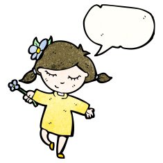friendly girl with speech bubble cartoon N4