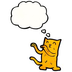 cartoon cat with thought bubble N133