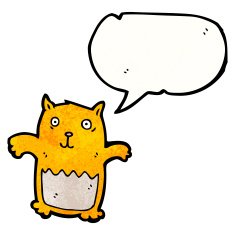 happy cartoon cat with speech bubble N4