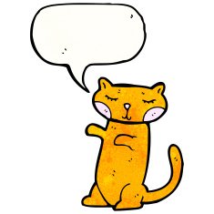 happy cartoon cat with speech bubble N5