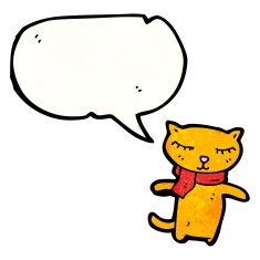 happy cartoon cat with speech bubble N6
