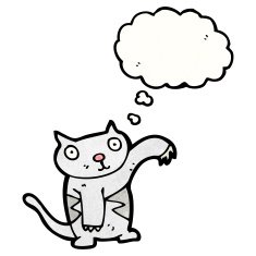 cartoon cat with thought bubble N136