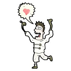cartoon crazy man in straight jacket N6