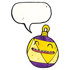 cartoon christmas bauble with speech bubble N5