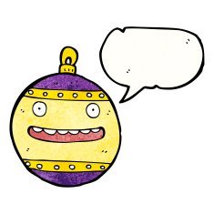 cartoon christmas bauble with speech bubble N6