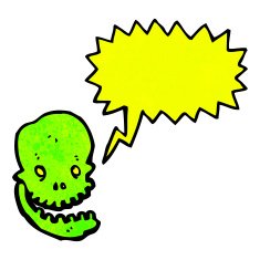 spooky shrieking skull cartoon N5