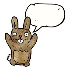 cartoon rabbit with speech bubble N130