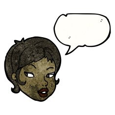 cartoon pretty woman's face with speech bubble N2