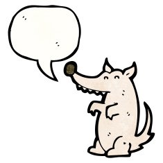 cartoon wolf with speech bubble N49