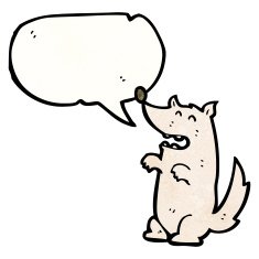 cartoon wolf with speech bubble N51