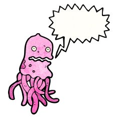 cartoon jellyfish with speech bubble N6
