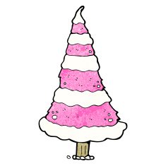 pink christmas tree cartoon N10