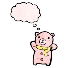 cartoon teddy bear with thought bubble N183