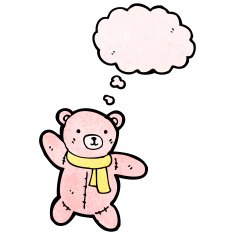 cartoon teddy bear with thought bubble N186