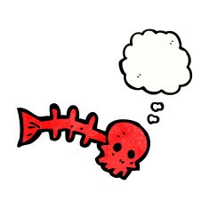 cartoon spooky fish bones N6