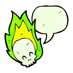 flaming skull cartoon N21