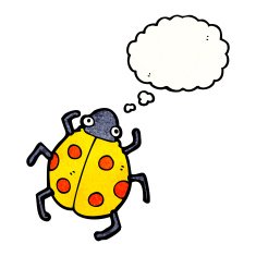 cartoon ladybug with thought bubble N4