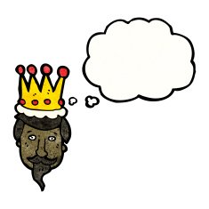 king's head with thought bubble cartoon N2