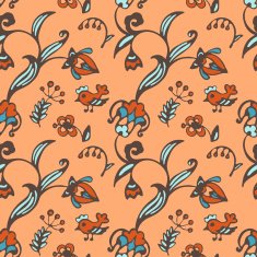 Seamless Flower wallpaper birds herbs