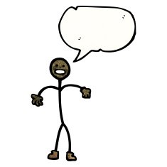 cartoon stick man with speech bubble N8