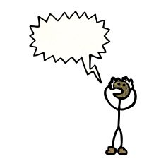 cartoon stick man with speech bubble N9